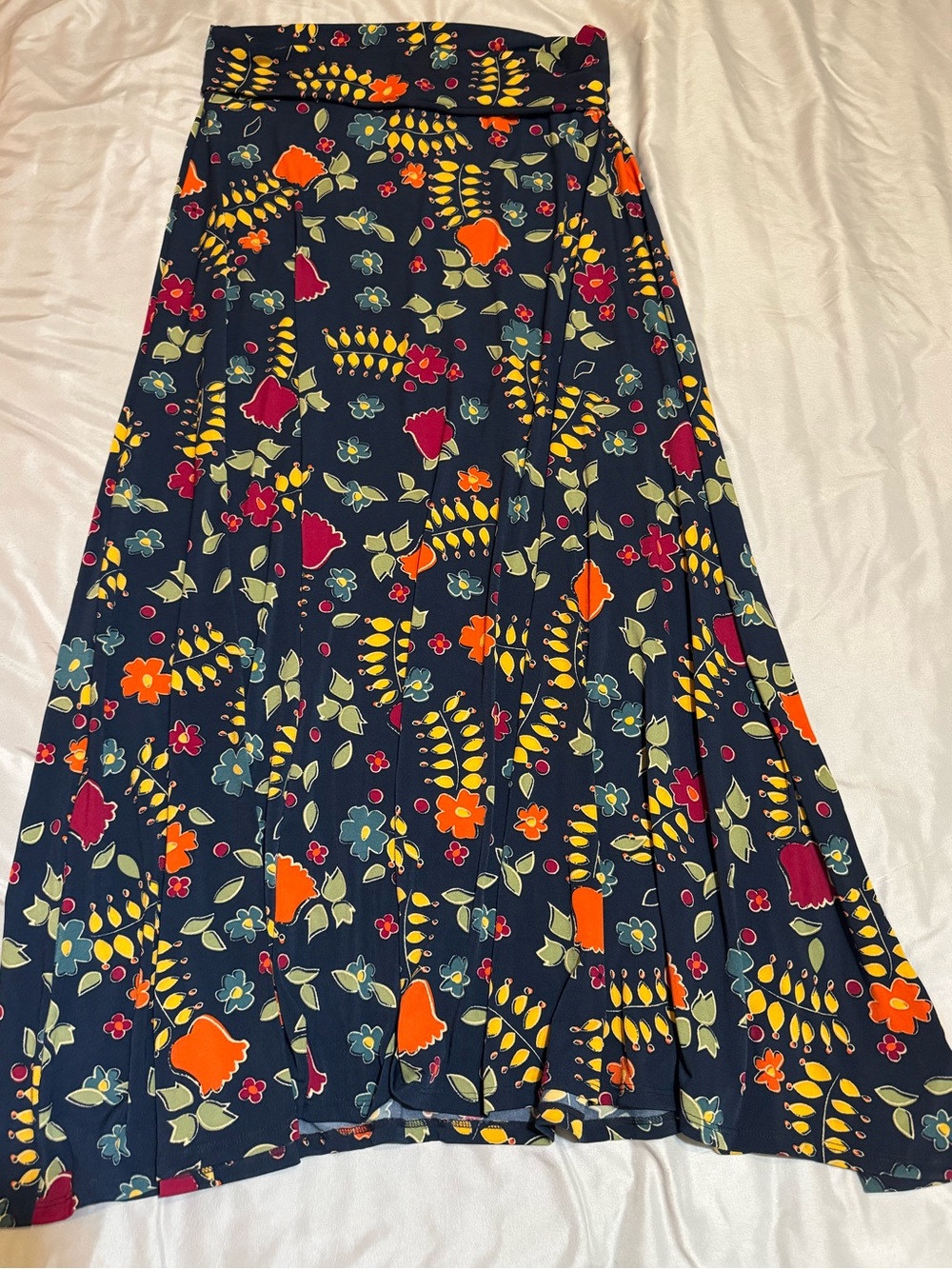 BOHO FOLK ART PRINT MAXI SKIRT W/FOLD OVER WAIST LULAROE SIMPLY COMFORTABLE